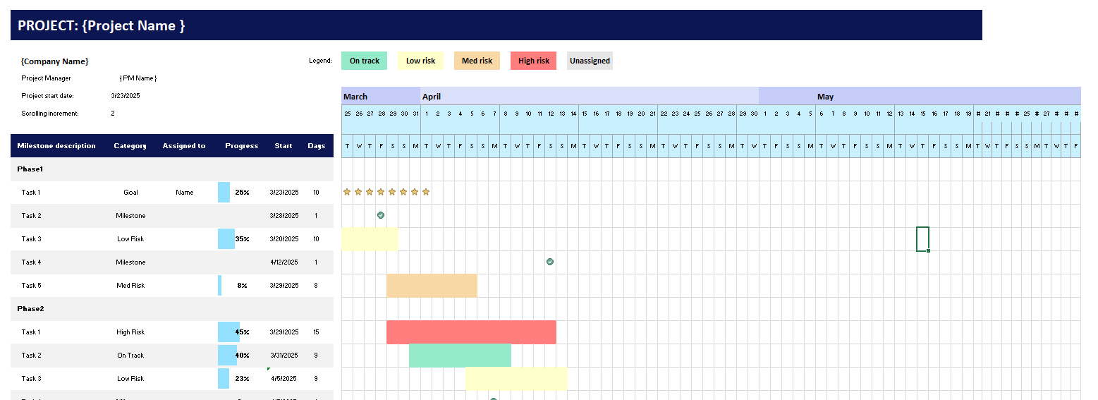 Project  Gantt chart Template  EN(Excel-Google Sheets)